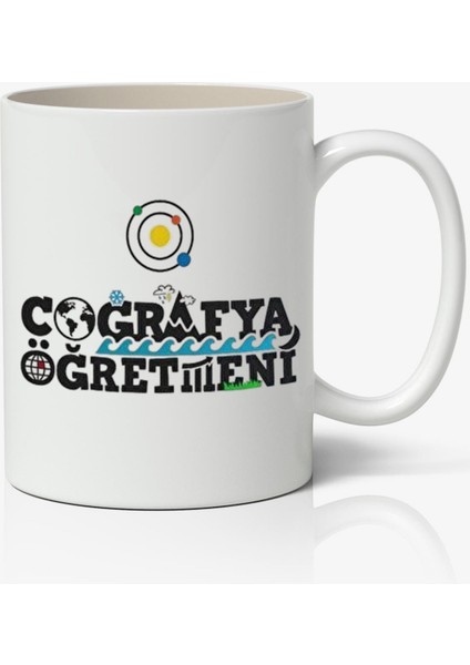 Kişiye Özel Coğrafya Öğretmeni Temalı Beyaz Kupa - Öğretmenler Günü