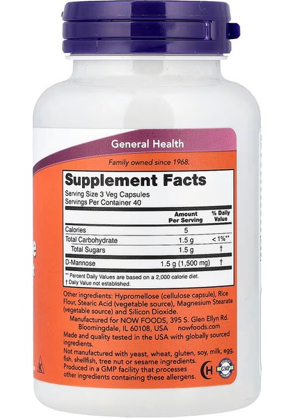 D-Mannose Women's Health Urinary Support Cleanses The Bladder 500 Mg 120 Veg Caps fiyatları