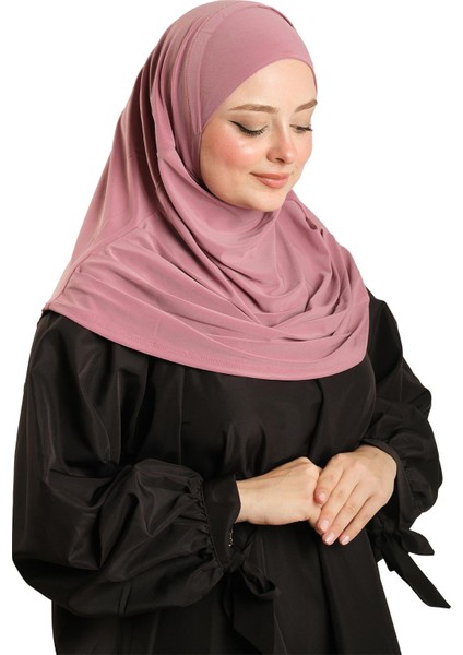 Gül Kurusu Pratik Hazır Geçmeli Tesettür Eşarp Sandy Kumaş Kendinden Boneli 1290_18 modelleri