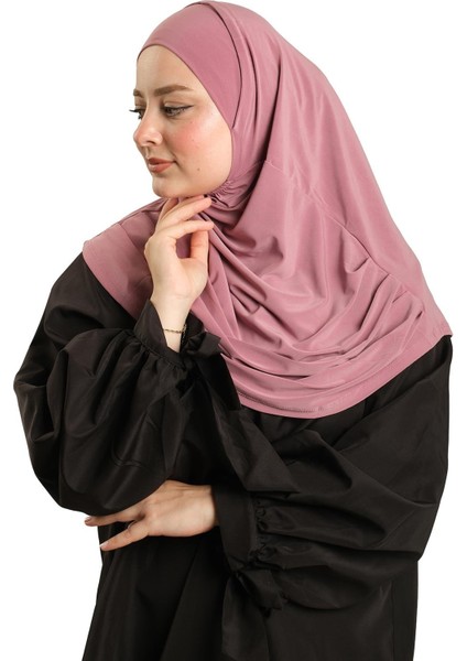 Gül Kurusu Pratik Hazır Geçmeli Tesettür Eşarp Sandy Kumaş Kendinden Boneli 1290_18 fırsatları