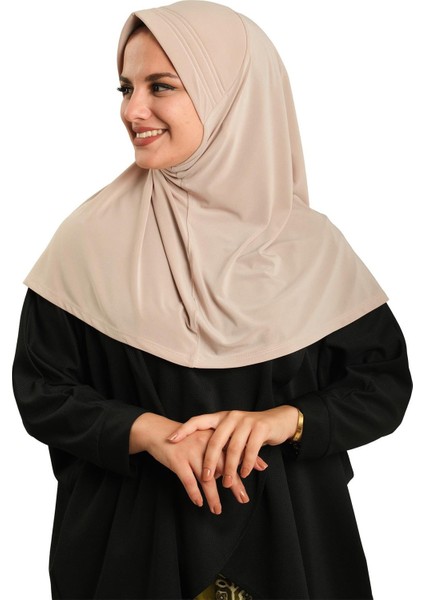 Bej Pratik Hazır Geçmeli Tesettür Eşarp Sandy Kumaş Sade 1600_12 fiyatları