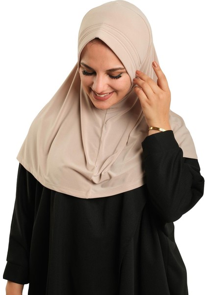 Bej Pratik Hazır Geçmeli Tesettür Eşarp Sandy Kumaş Sade 1600_12 fırsatları