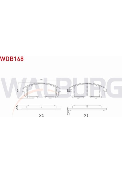 WALBURG-WDB168 - Fren Balata On Ikazlı Suzukı Sx4 (Gy) 1.5 Vvt-I 2006-2013 / Sx4 (Gy) 1.6 2006-2013