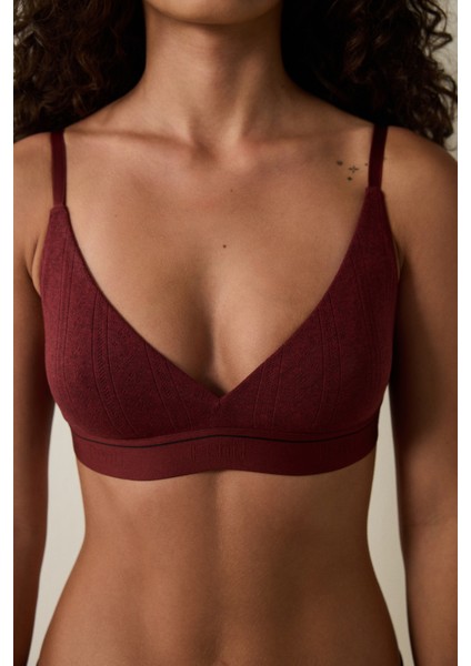Bordo Melanj Balensiz Dolgusuz Üçgen Sütyen