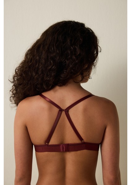 Bordo Melanj Balensiz Dolgusuz Üçgen Sütyen