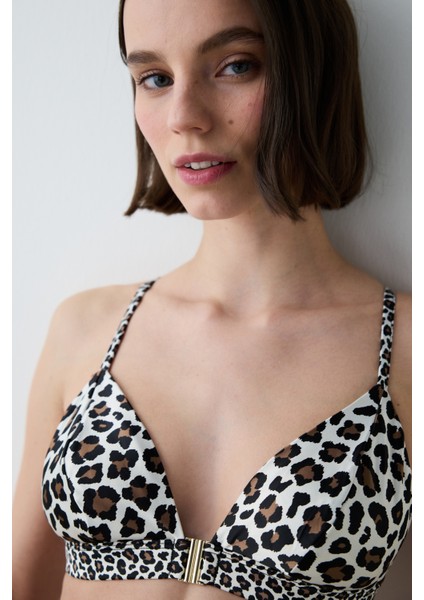 Saten Leopard Üçgen Çok Renkli Sütyen