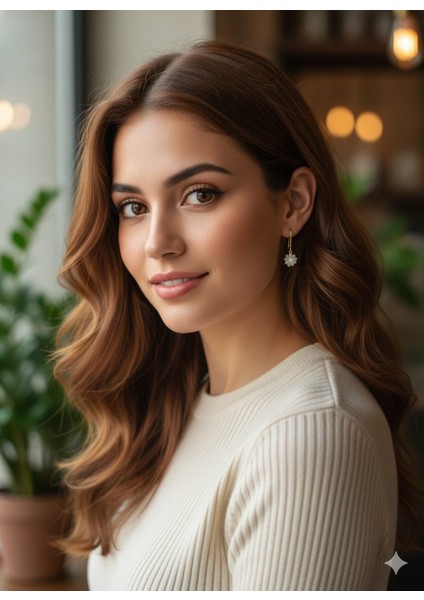 925 Ayar Papatya Silver Renkli Papatya Küpe.rose.gold.rodaj