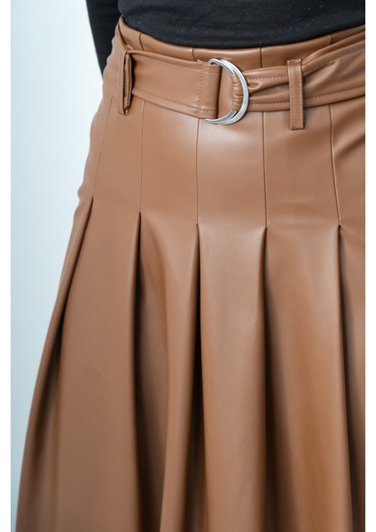 Double Zip Kuşaklı Deri Etek 6821 fiyatları