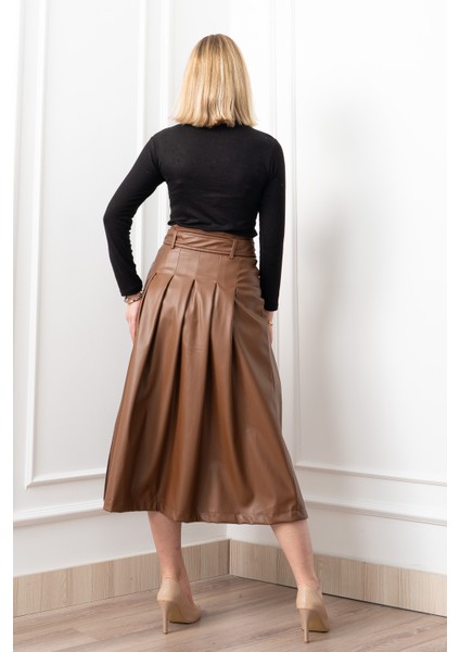 Double Zip Kuşaklı Deri Etek 6821 fırsatları