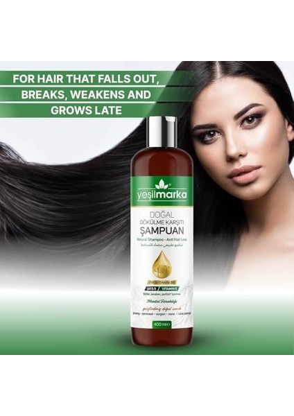 Yeşilmarka Doğal Dökülme Karşıtı Şampuan, Besleyici, Kuru ve Ince Telli Saçlar, Doğal Yağlar ve Botanik Özler ile Aşılanmış, Saç Dökülmesine Karşı Şampuan, 400 ml fiyatları