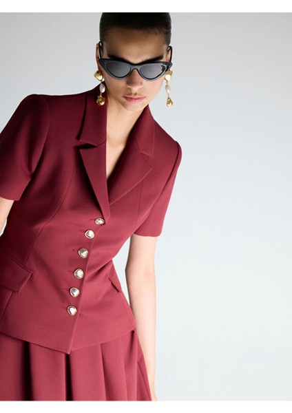 Kısa Kollu Ceket Bordo 11944799001