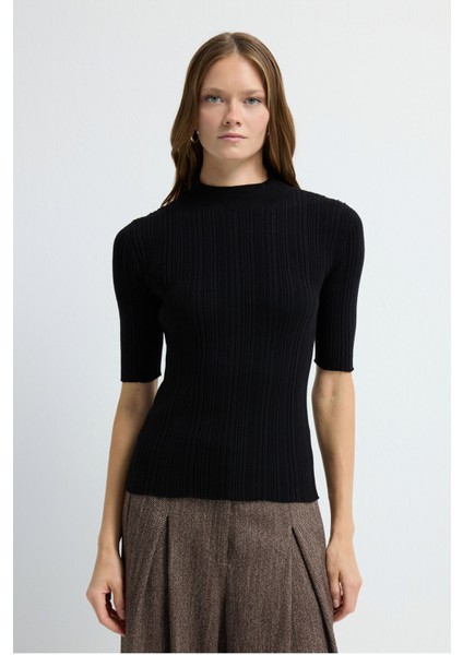 Fitilli Triko Bluz Siyah 13945619000 fırsatları