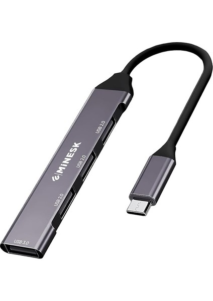 Usb-C Hub Laptop ve Macbook ile Uyumlu USB Çoklayıcı /3x USB 2.0 / 1x USB 3.0 / Çevirici Adaptör (4-In 1 USB Hub)