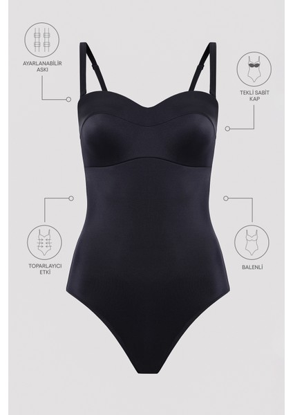 Basic New Lotus Korseli Siyah Mayo