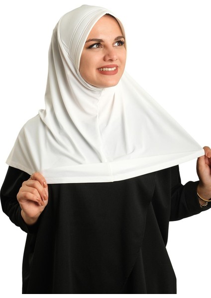 Krem Pratik Hazır Geçmeli Tesettür Eşarp Sandy Kumaş Sade 1600_40 modelleri