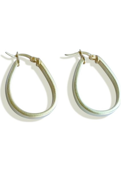 Elips Mat Gold Gümüş Halka Küpe fırsatları