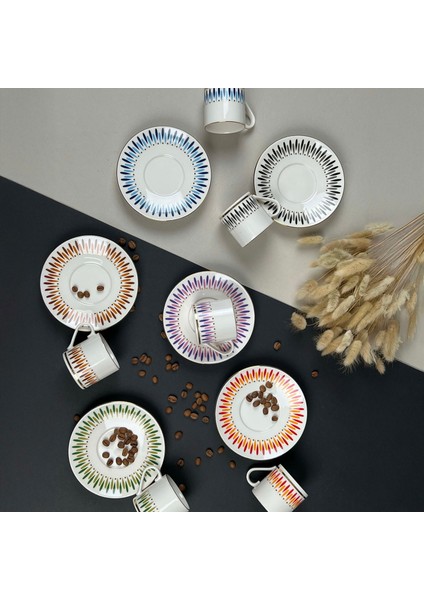 Palm Mix 12 Parça Kahve Fincan Takımı - Renkli fiyatları