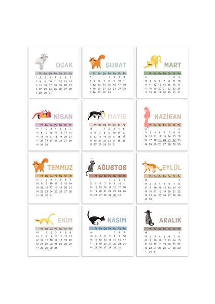 Kedi Temalı Mini Masaüstü Takvim fiyatları