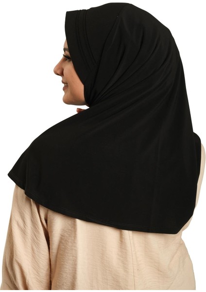 Siyah Pratik Hazır Geçmeli Tesettür Eşarp Sandy Kumaş Sade 1600_01 indirimleri