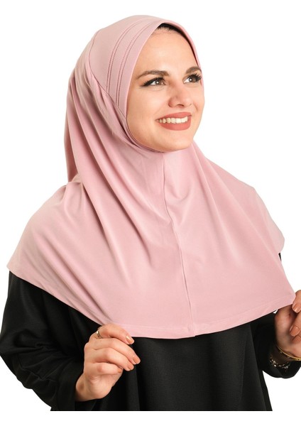 Pudra Pratik Hazır Geçmeli Tesettür Eşarp Sandy Kumaş Sade 1600_06 modelleri