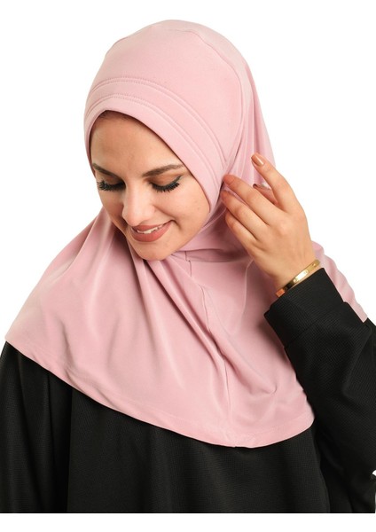 Pudra Pratik Hazır Geçmeli Tesettür Eşarp Sandy Kumaş Sade 1600_06 fırsatları