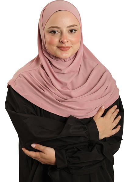 Pudra Pratik Hazır Geçmeli Tesettür Eşarp Sandy Kumaş Kendinden Boneli 1290_06 fiyatları