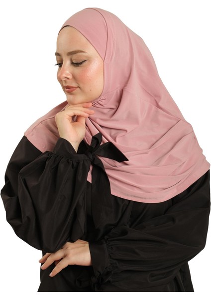 Pudra Pratik Hazır Geçmeli Tesettür Eşarp Sandy Kumaş Kendinden Boneli 1290_06 fırsatları