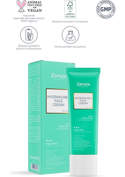 Hydrapure+ Centella Hyaluronic Asit yoğun nemlendirici ve Onarıcı Yüz Kremi 75 ml