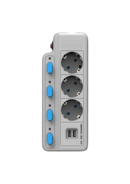 Termal Akım Korumalı 2500W 10 Amper 3 Lü Priz 1.5 Metre Uzatma Kablosu Çoklu Priz 2 USB Çocuk Korumalı fırsatları