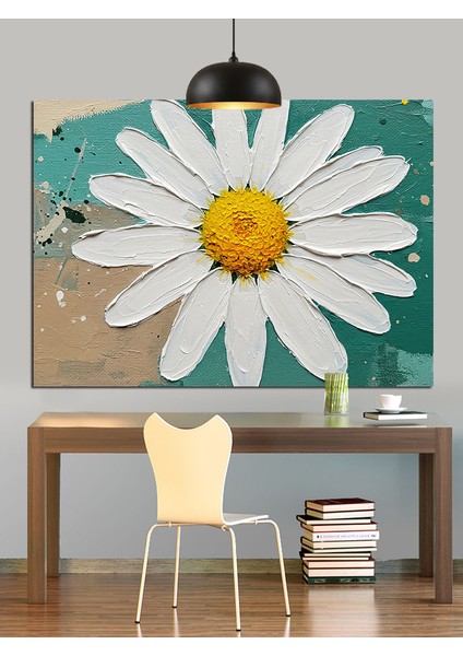 Tek Beyaz Papatya Yakın Plan Dekoratif Kanvas - Mdf Ahşap Tablo modelleri