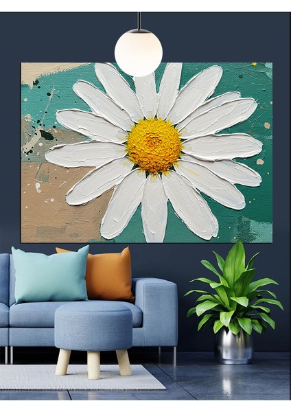 Tek Beyaz Papatya Yakın Plan Dekoratif Kanvas - Mdf Ahşap Tablo fırsatları
