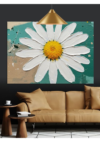 Tek Beyaz Papatya Yakın Plan Dekoratif Kanvas - Mdf Ahşap Tablo indirimleri