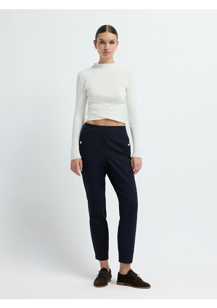 Metal Aksesuarlı Cepli Pantolon Lacivert 15335246013