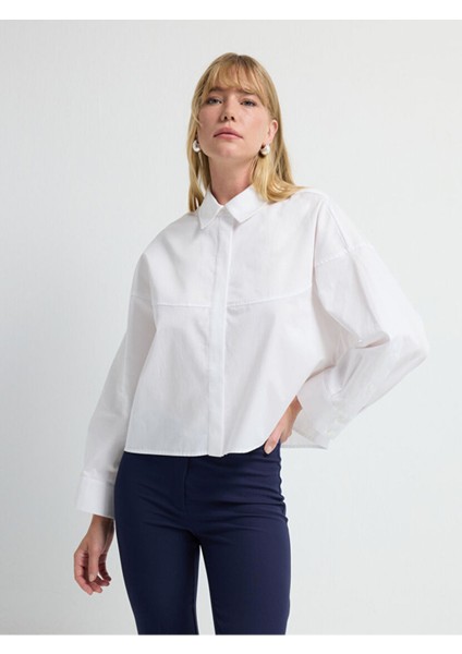 Dikiş Detaylı Gömlek Beyaz 13045784000 fırsatları