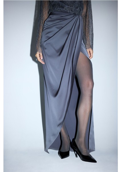 Pileli Asimetrik Etek Gri 12745955000 fiyatları