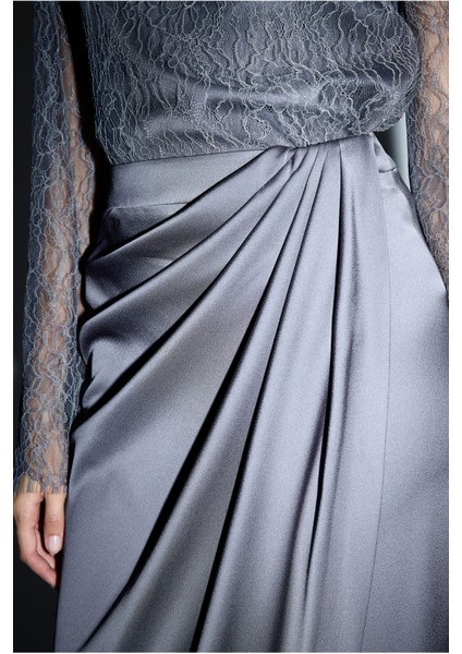 Pileli Asimetrik Etek Gri 12745955000 fırsatları