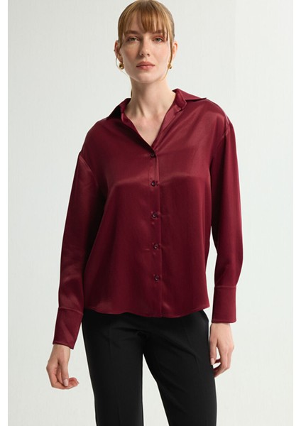 Saten Gömlek Bordo 130L9156008