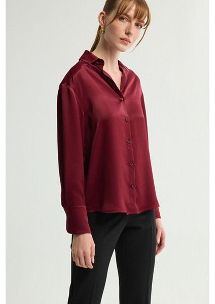 Saten Gömlek Bordo 130L9156008 fırsatları
