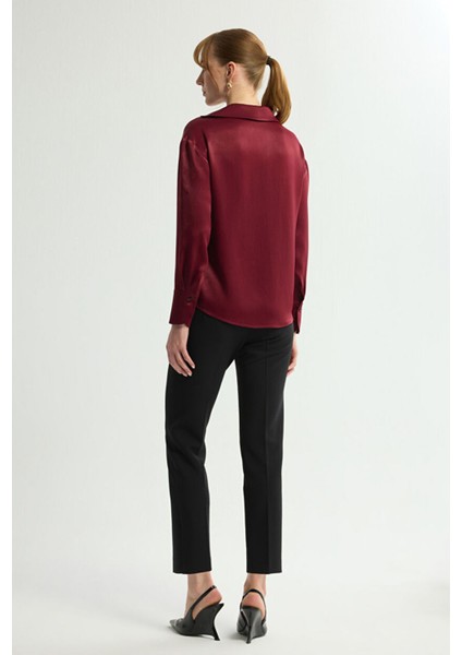 Saten Gömlek Bordo 130L9156008 indirimleri