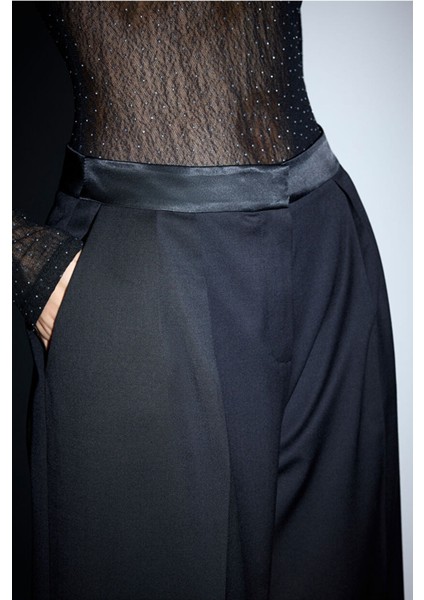 Pileli Bol Pantolon Siyah 15346105000 indirimleri