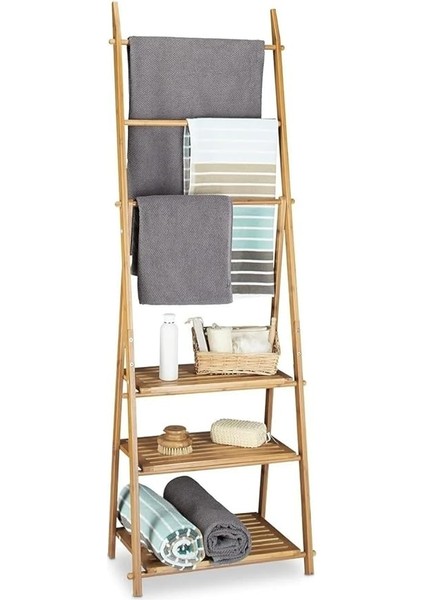 Bambu 3 Raflı Havlu Askısı Banyo Düzenleyici Havluluk Organizer DB-0006 modelleri