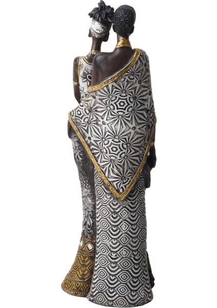 Lüks Işlemeli Geleneksel Yerel Kıyafetli Afrikalı Aile Heykeli Dekoratif Biblo Ev Ofis Hediyesi Mdl3 fırsatları