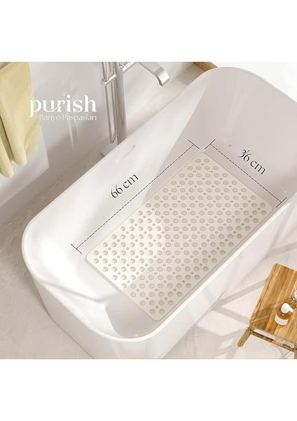 | Kaymaz Banyo Paspası | Beyaz | 66X36CM – Dikdörtgen Duş Matı, Küvet Paspası | Güçlü Vantuzlu, Su Tahliyeli, Yumuşak | Makinede Yıkanabilir | Kaydırmaz Zemin Matı fiyatları