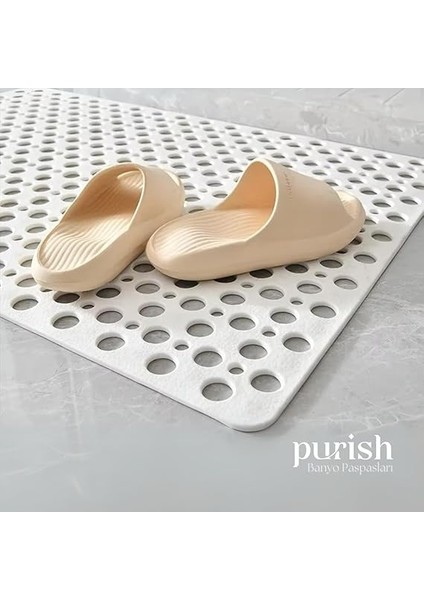 | Kaymaz Banyo Paspası | Beyaz | 66X36CM – Dikdörtgen Duş Matı, Küvet Paspası | Güçlü Vantuzlu, Su Tahliyeli, Yumuşak | Makinede Yıkanabilir | Kaydırmaz Zemin Matı modelleri
