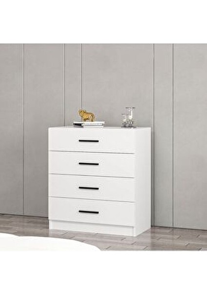 D4001-KALE Beyaz Tv Çekmece Modülü Modern Tasarım 90x100x47 cm Yonga Levha