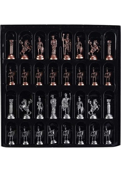 Orta Boy Metal Roma Satranç Takımı Antik ve Sedef Desenli Mdf Ahşap Satranç Tahtası (37X37 Cm.) modelleri