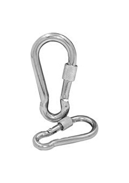Galvaniz Çelik Kilitli Karabina 6x60 mm Dağcılık ve Tırmanış İçin 2 Adet