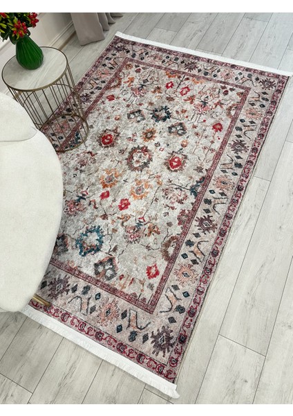 Bej Renk Vintage Eskitme Görünümlü Lateks Taban Halı modelleri