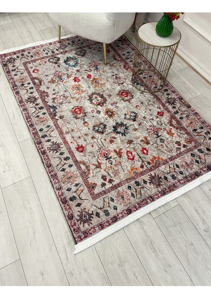 Bej Renk Vintage Eskitme Görünümlü Lateks Taban Halı indirimleri