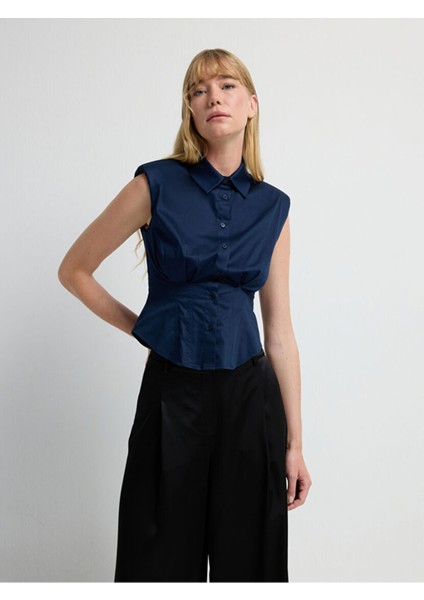 Pile Detaylı Kolsuz Gömlek Lacivert 13044815001 fırsatları